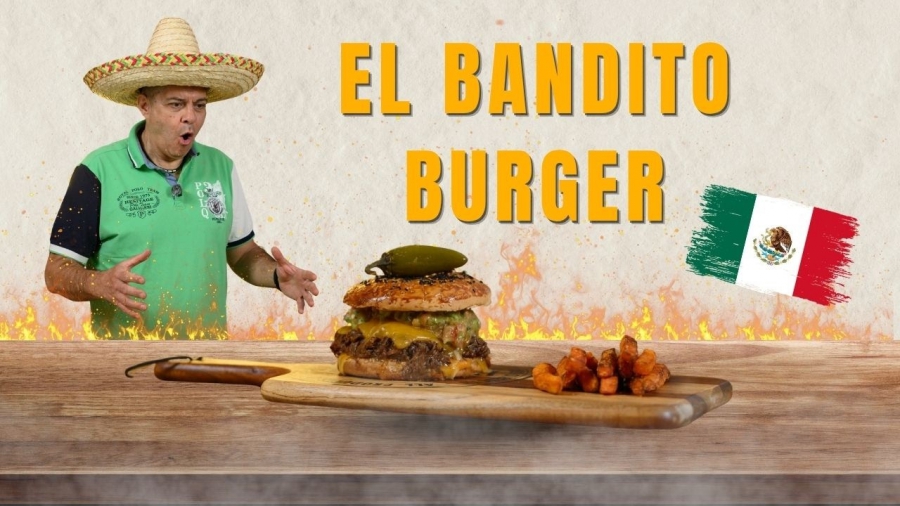 Mexický burger s trhaným hovězím 